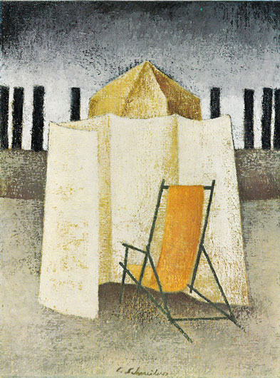Carl Schneiders, Das gelbe Zelt, Öl auf Leinwand um 1965