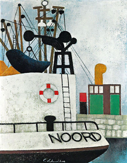 Carl Schneiders, Vlielandschiff, Öl auf Leinwand, ca. 90 x 70 cm 1968